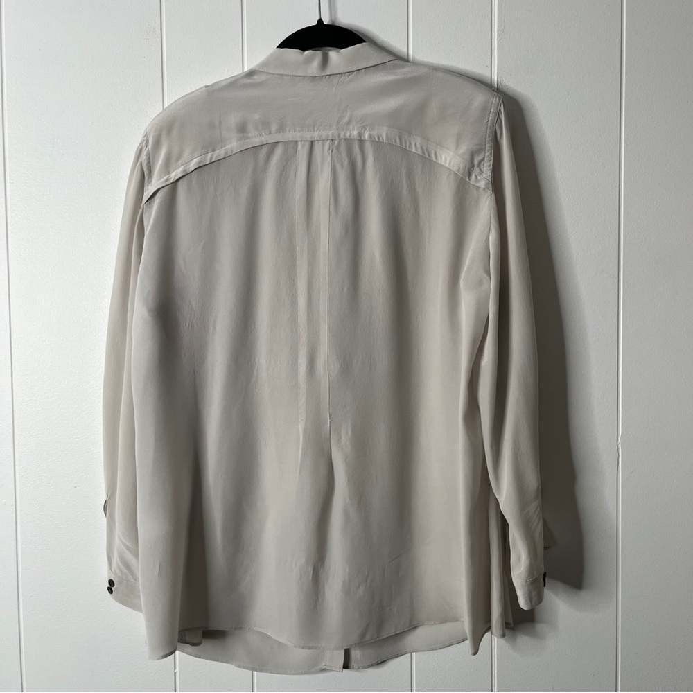 Poetry Gray Silk Blouse Long Sleeve Layered Button Front Women's 16 - Picture 2 of 9